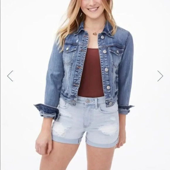 - Aeropostale  Stretchy High-Rise Denim Midi Shorts - Picture 1 of 11